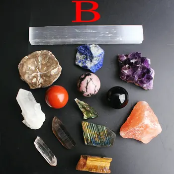 14Pcs natūralaus krištolo akmenys, krištolo rutulį kristalų sankaupos Ametistas originalus mineralinių pavyzdys akmens reiki healing dovanų dėžutėje