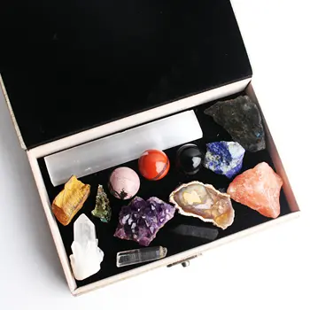 14Pcs natūralaus krištolo akmenys, krištolo rutulį kristalų sankaupos Ametistas originalus mineralinių pavyzdys akmens reiki healing dovanų dėžutėje