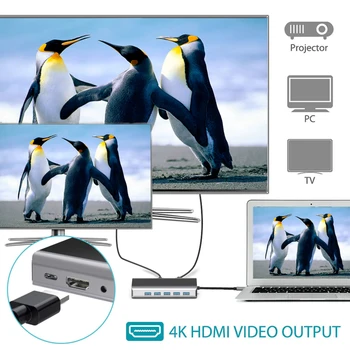 15In1 Daugiafunkcį Docking Station Tipas-C Hub Su USB3.0 VGA Adapter RJ45 10W Belaidis Kroviklis HDMI suderinamus TV, PC, Nešiojamas
