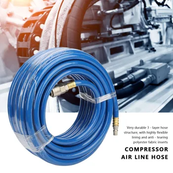 15M Mėlyna Lankstus Pneumatinės PVC Linijos Žarna su Greita Jungtis, Oro Kompresorius, Aukštos Kokybės