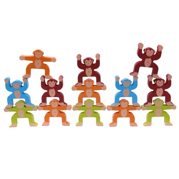 16 Vienetų Medinių Krovimas Žaidimai Beždžionės Vaikų Žaislų Balansavimo Blokai Žaidimai Bamblys Švietimo Žaislas Vaikams