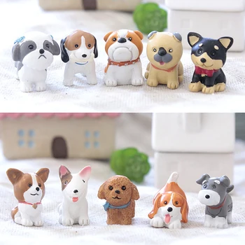 16 Vnt/Set Kawaii dervos miniatiūriniai Šuniukas mini animacinių filmų Šunų, Gyvūnų figūrėlės puošyba, stalo apdailos Namų dekoro Sodo ornamentu