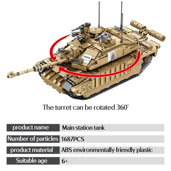 1687PCS Karinės Challenger 2 Pagrindinis Tankas Modelio Blokai WW2 Armijos Kareivis Duomenys Bicks Žaislai Berniukams