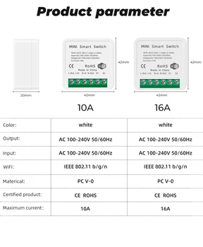 16A/10A Wifi Smart Switch Laikmatis Belaidžio Jungikliai Protingo Namo Automatizavimo Suderinama Tuya Alexa 