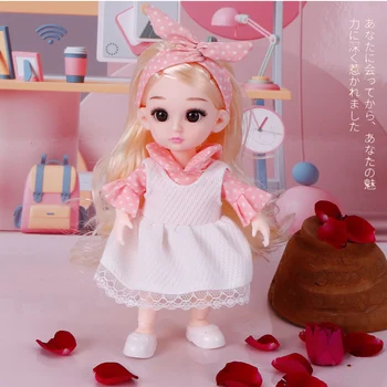 16cm BJD Doll 13 Kilnojamojo Sąnarių Makiažas, Pilnas Komplektus Suknelė Perukas Batai Lėlės Priedai Plastikinių Žaislų Mergaitėms Mados Gimtadienio Dovana Naujas