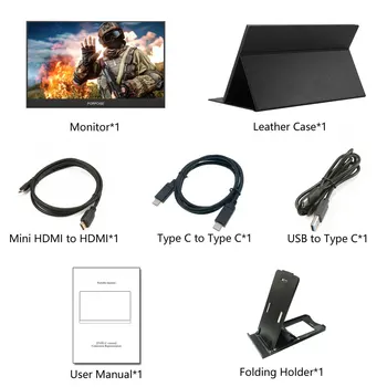 17.3 Colių HDMI HD 1080P HDR Tipo C Nešiojamasis Ekranas IPS Ekranas, Automobilių Ekrano ir PS4 XBOX PC kompiuteris/speaker /mobilusis telefonas