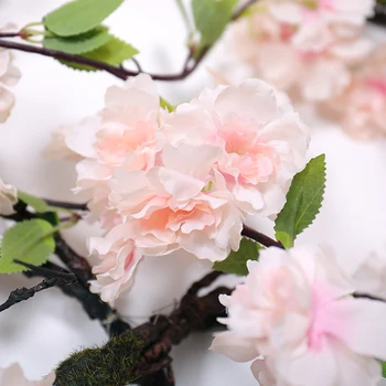 170cm Dirbtinis Cherry Blossom Filialai Šilko Vertikalios Sienos Plotai Romantiškas Gėlių, Vestuvių Kambario Dekoro Rotango Kabinti Garliava