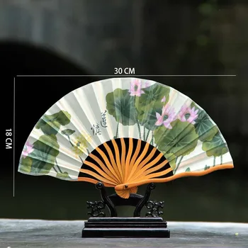 18 CM Derliaus Lotus Lankstymo Ventiliatorius Kinų Stiliaus Lotus Flower 
