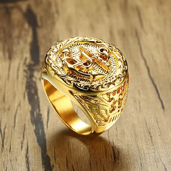 18k aukso spalvos titano, nerūdijančio plieno, inkaro žiedai vyrams mados cool papuošalai bijoux priedai šalis dovanos dydžių 7,8-13