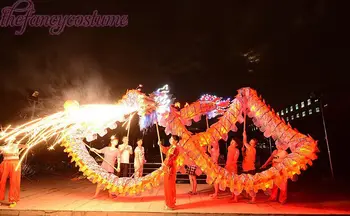 18m Ilgio Dydis 4, raudona šilko drabužius šviesos LED šviesos Kinų DRAKONAS ŠOKIŲ ORIGINALUS Liaudies Pavasario Festivalis Kostiumas