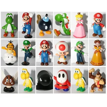 18Pcs/Set Įvairių Stilių, Super Mario Veiksmų Skaičius, Žaislai 3.5-5.5 cm Modelis Dekoravimas Žaislus Vaikams Automobilių Apdailos
