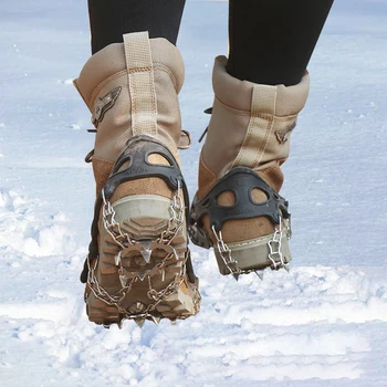19 Dantis Kapliukai Žiemos Sniego Boot Batai Ledo Gripper Stabdžių slysti Ledo Šuoliai Sniego Traukos Trinkelių Slidinėjimas, Alpinizmas Žygiai Įranga