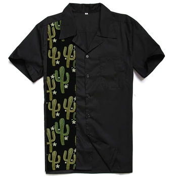 1950 Rockabilly Shirt Mens Drabužių Derliaus Punk Marškinėliai Atogrąžų Kaktusas Muzikos Spausdinti Trumpas Rankovės Rolling Rock Marškinėliai Vyrams XXXL