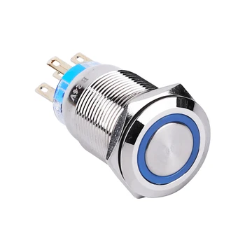 19mm LED Apšviestas Akimirksnį Latching Mygtukas Jungiklis Vandeniui IP65 5 pin 1NO1NC Maitinimo Jungiklis