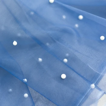 1Meter blue gradient perlas Siuvinėjimas Nėrinių akių audinio vestuvinė suknelė/vakare/rodyti suknelė medžiagos nėrinių apdaila Nemokamas Pristatymas