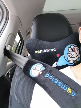 1pair 28cm animacinių filmų anime doraemon medvilnės pliušas automobilio saugos diržo apsaugos pagalvėlės Transporto priemonės minkštas poilsio nuraminti kaklo pagalvė įdaryti žaislas