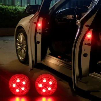 1Pair Automobilių Durų Įspėjamasis Šviesos diodų (LED) Dekoratyvinė Šviesos Belaidžio Anti-Uodegų Strobe Šviesos Atidaryti Duris Susidūrimų vengimo Jutiklis