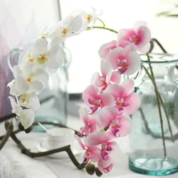 1PC Dirbtinio Šilko Baltas Phalaenopsis Gėlės Aukštos Kokybės Drugelis Drugelis Phalaenopsis Netikrą Gėlių, Vestuvių Namų Puošybai