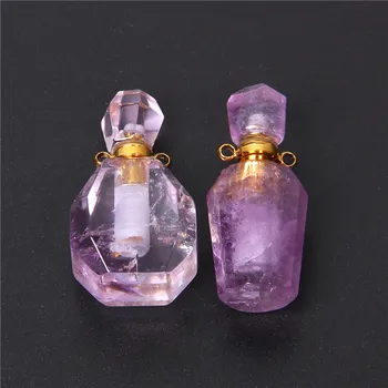 1pc Violetinė Gamtos Amethysts kvarco kristalo akmens pakabukas Žavesio Amethysts eterinis Aliejus Difuzoriaus butelis pakabukas už karoliai 