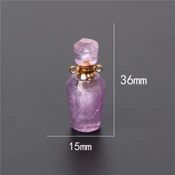 1pc Violetinė Gamtos Amethysts kvarco kristalo akmens pakabukas Žavesio Amethysts eterinis Aliejus Difuzoriaus butelis pakabukas už karoliai 