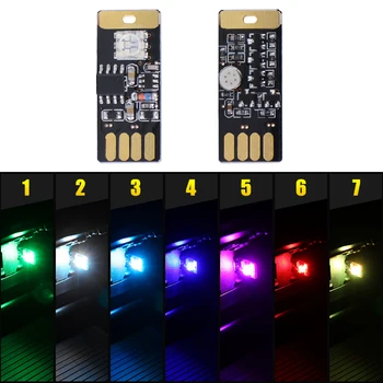 1pCar USB LED Šviesos Atmosfera RGB Balso Aktyvuota Muziką Pritemdomi Žibintai, Dekoratyviniai Auto Interjero Lempos Liesti ir Kontrolės