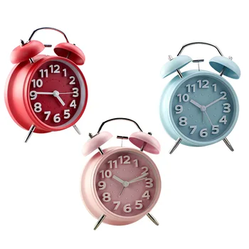 1pcs Silent Alarm Clock Dvigubai Bell Laikmatis Metalo Mados Dovana Metalo Žadintuvas Klasikinis Žadintuvas Darbalaukio Tingus Asmuo, Signalizacija