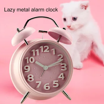 1pcs Silent Alarm Clock Dvigubai Bell Laikmatis Metalo Mados Dovana Metalo Žadintuvas Klasikinis Žadintuvas Darbalaukio Tingus Asmuo, Signalizacija