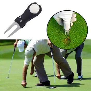 1pcs sulankstomas golfo lazda žalios šakutės taisymo įrankis lengvas nešiojamasis golfo įranga golfo mokymo priedai
