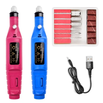 1Set Nagų Priemonės Mini Electric Nagų Gręžimo Mašina, USB Portable Pen Poliravimo Įrankiai, Pedikiūro, Manikiūro Rinkinys, Nagai Priedais Rinkinys