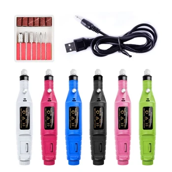 1Set Nagų Priemonės Mini Electric Nagų Gręžimo Mašina, USB Portable Pen Poliravimo Įrankiai, Pedikiūro, Manikiūro Rinkinys, Nagai Priedais Rinkinys