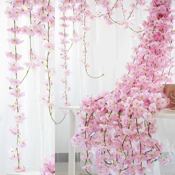2.3 m Girlianda Dirbtinių Gėlių String Su Lapais Šilko Sakura sakura Ivy Vynmedžių Sode Vestuvių Arkos Dekoras