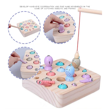2 in 1 Medinis Montessori Vaikų Žaislas 3D Sugauti Magnetinio Apsimesti, Žvejybos Sugauti Vabzdžių Baby Vaikų Švietimo Žaislas