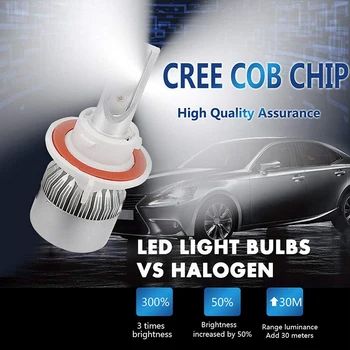 (2 Paketas) už H13 / 9008 LED Lemputė, priekinis žibintas (Arti ir Toli) C6 Konversijos Rinkinys, 72W 8500LM 6500K šaltai Balta