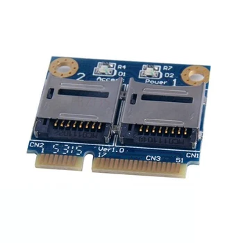 2 prievadai SSD HDD Nešiojamas Dual Micro SD SDHC SDXC į Mini PCI-e Atminties Kortelių skaitytuvas mPCIe 2 mini-sdcards adapteris