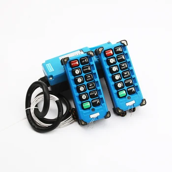 2 siųstuvai + 1 imtuvas pramonės nuotolinio valdymo pultelis jungikliai 8 Kanalų mygtukus ir klavišus Kryptimi, Kėlimo Kranų F21-E2B-8 Blue
