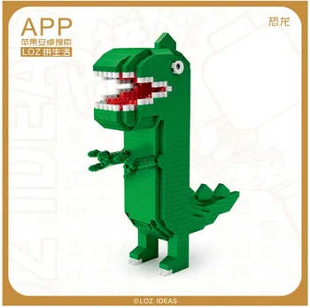 2 Stilių LOZ Mielas Mini Blokai Žalias Dinozauras ir Kiaulių Surinkimo Statulėlės 3D 