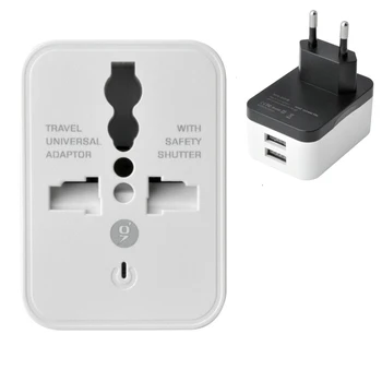 2 USB Įkrovimo Universalus Kelionių Adapteris Tarptautinis Pasaulio Kelionių KINTAMOSIOS srovės Keitiklis kištukinis Adapteris, Lizdas, ES, UK, JAV
