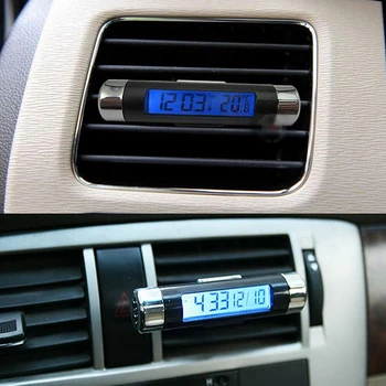 2 į 1 Mėlyną Šviesą Oro Ventiliacijos Angos Termometras LCD Ekranas Auto Reikmenys, Automobilių Skaitmeninis Laikrodis Nešiojamų