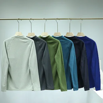 20 metų rudens ir žiemos vyriškų šiltas dvipusis aksomo megztinis ilgomis rankovėmis T-shirt