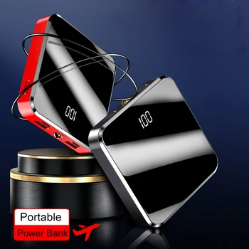 20000mAh Mini Galios Banko Nešiojamų Veidrodis Ekrano Dual USB Išėjimas Poverbank Nešiojamų Telefonų Kroviklį Mobiliesiems Telefonas