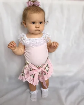 2017 ins baby girl drabužiai nustatyti sleevelss nėrinių marškinėliai+gėlių trumpos kelnės Kūdikiams bebe mergina drabužių nustatyti bamblys audinio rinkinys bebe