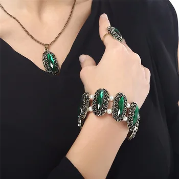 2017 m. naujo dizaino vintage žalia kristalų ovalo blizgesį akmuo, cirkonio Bangle Apyrankės papuošalai moterims, vestuvių mados 1106