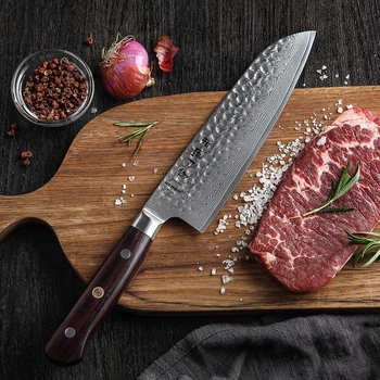 2018 HEZHEN 7 colių Chef Peiliai Virtuvinis Peilis Japonų Santoku Peilis Mėsos Cleaver Didelis Anglies Nerūdijančio Plieno Dalbergia Rankena
