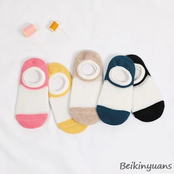 2018 vaikų kojinės naujų akių valčių kojinės galva su tos pačios spalvos pamušalas saldainiai spalvos medvilnės vaikų valtis kojinės