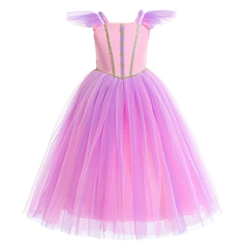 2019 Bebe Pink Merginos Princesė Arielis Dress Helovinas Vaikas Rapunzel Cospaly Kostiumas Išgalvotas Pasakas Tiulio Rankovėmis Baleto Tutu Suknelė
