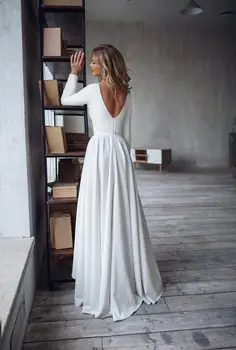 2019 Bohemijos Vestuvių Suknelę Ilgomis Rankovėmis, Aukšta Žema Vestuvinės Suknelės Backless Elegantiškas Vestido De Noiva Lorie Vestuvių Chalatai Moterims