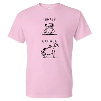 2019 m. Vasarą Juokingi vyriški T-shirt Įkvėpti Iškvėpti Pug Katė Beždžionė atspausdinta marškinėliai vasarą prekės ženklas trumpas rankovėmis Tees marškinėliai viršuje s-3xl