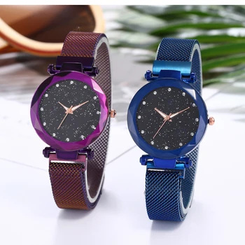 2019 Moterų Laikrodžiai Žvaigždėtas Dangus Prabangos Diamond Ponios Magnetas Laikrodžiai Moterų Kvarcinis Laikrodis reloj mujer