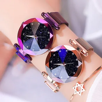 2019 Moterų Laikrodžiai Žvaigždėtas Dangus Prabangos Diamond Ponios Magnetas Laikrodžiai Moterų Kvarcinis Laikrodis reloj mujer