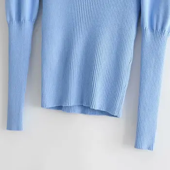 2019 moterų mados golfo sluoksniuotos rankovėmis pagrindiniai mezgimo megztinis rudenį vientisos spalvos atsitiktinis slim puloveriai prabangus laisvalaikio viršūnes S086